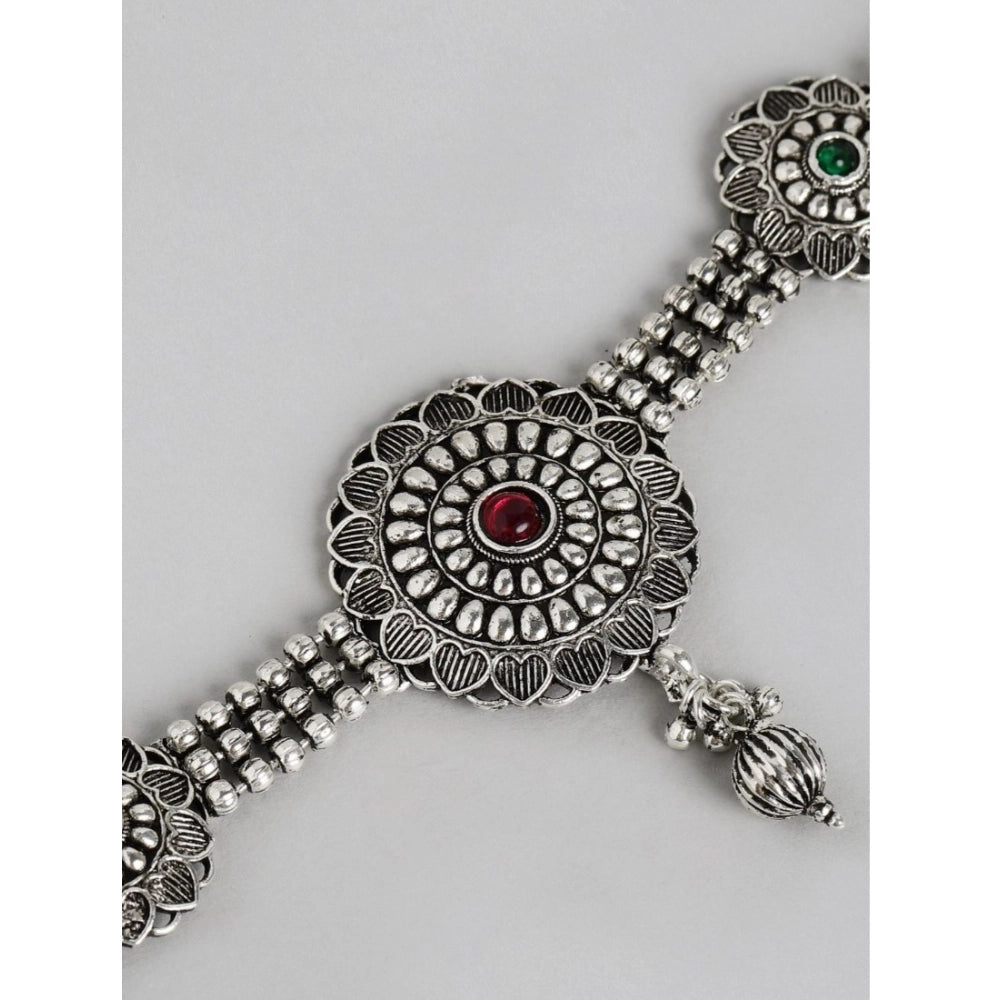 Vaystra Handcrafted Rose Alloy Necklace &amp; Earings Set - Silver, Edition