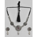 Vaystra Handcrafted Rose Alloy Necklace &amp; Earings Set - Silver, Edition