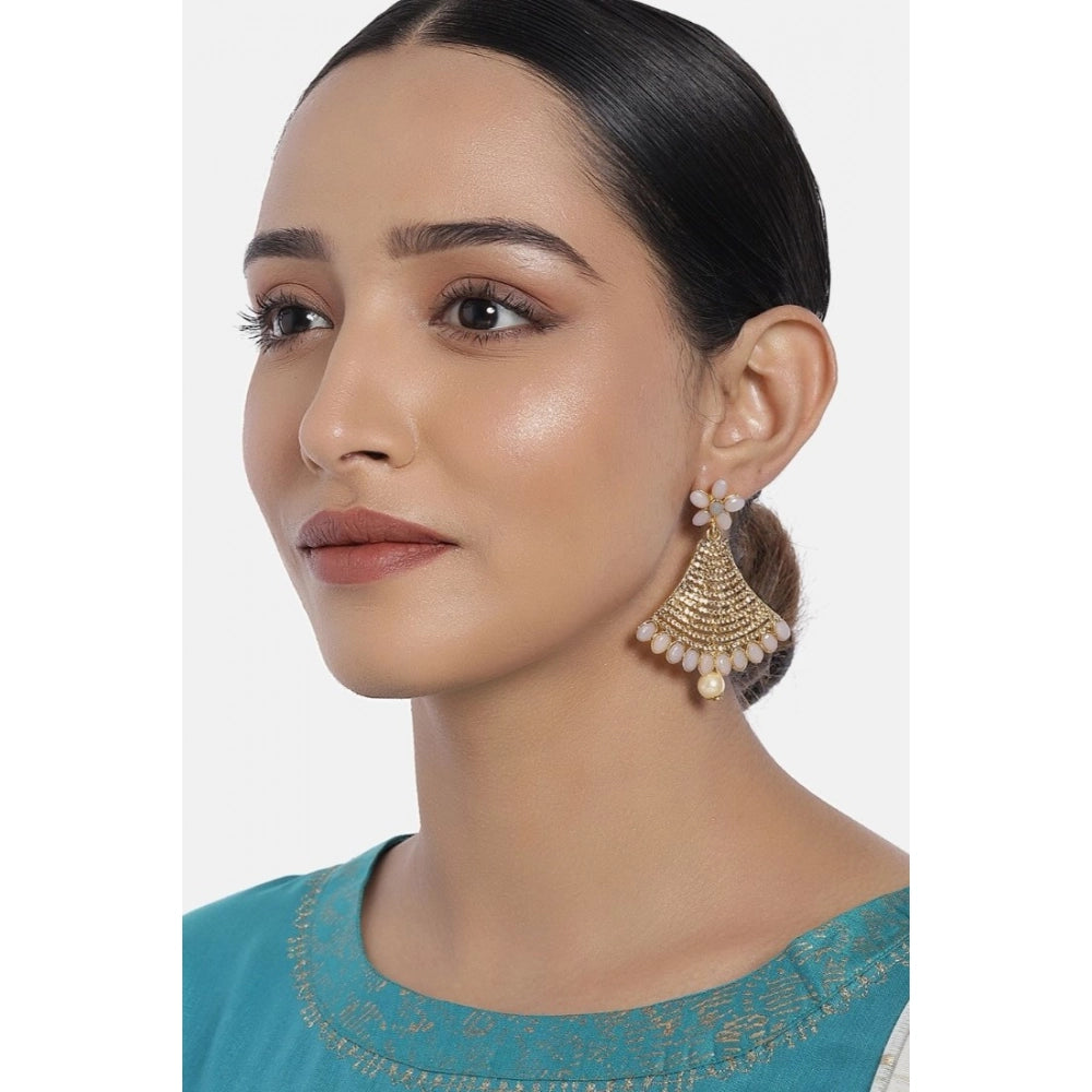 Vaystra Gold Plated Rose Alloy Earrings in Gold,