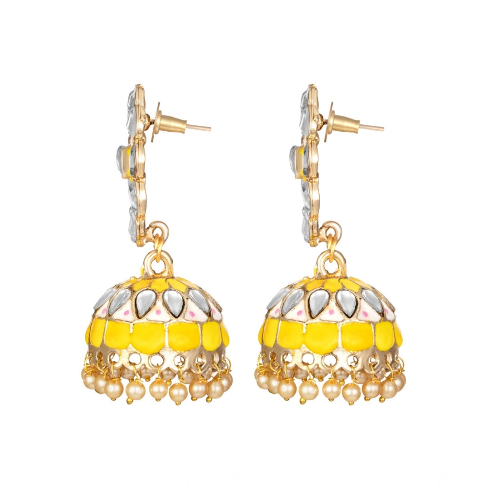Vaystra Handcrafted Rose Alloy Earrings - Yellow, Edition