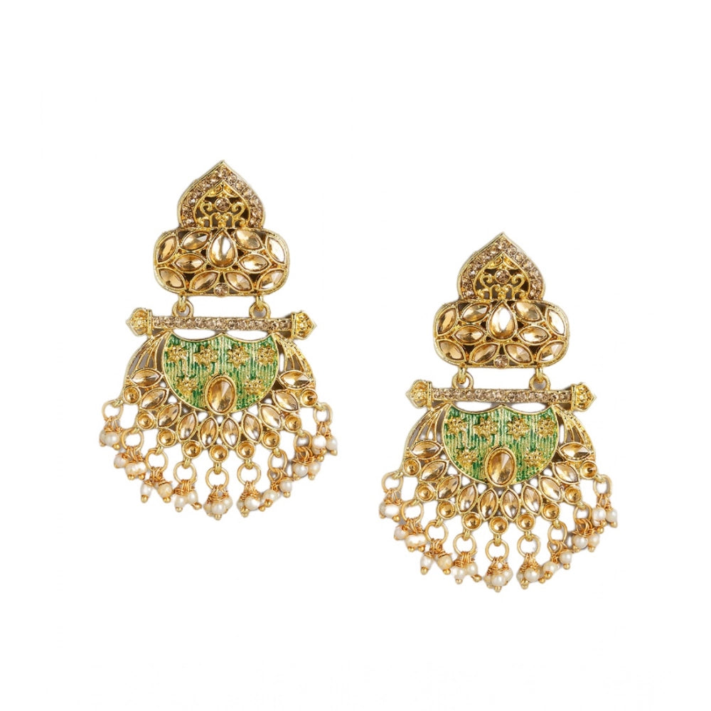 Vaystra Gold Plated Rose Alloy Earrings in Gold,