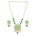 Vaystra Handcrafted Rose Alloy Necklace &amp; Earings Set - Green, Edition