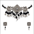 Vaystra Handcrafted Rose Alloy Necklace &amp; Earings Set - Silver, Edition