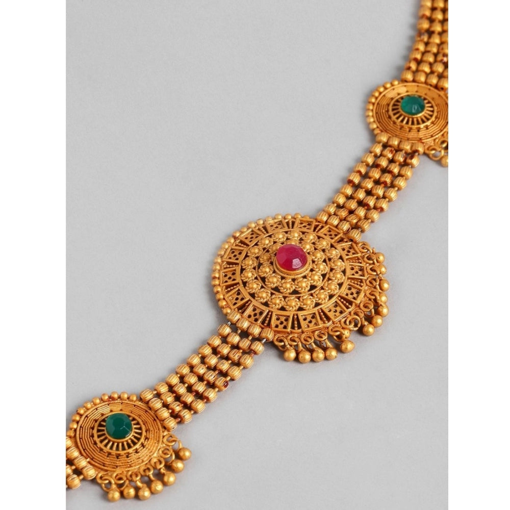 Vaystra Gold Plated Rose Alloy Necklace &amp; Earings Set in Multicolor,