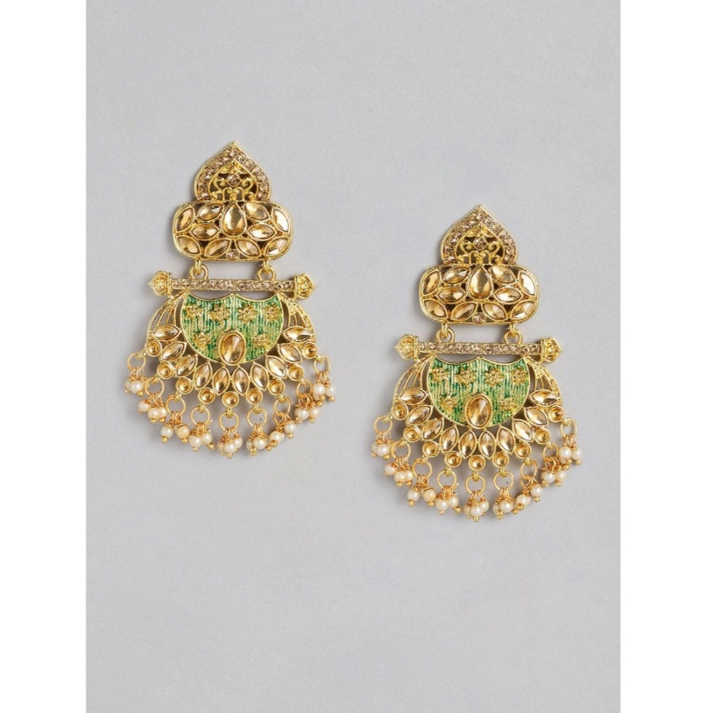 Vaystra Gold Plated Rose Alloy Earrings in Gold,