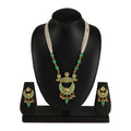 Vaystra Handcrafted Rose Alloy Necklace &amp; Earings Set - Green, Edition
