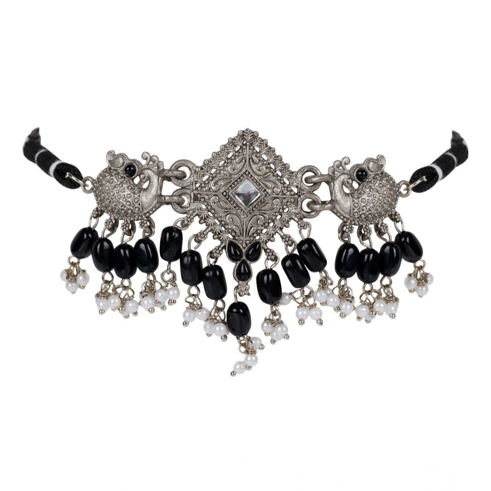 Vaystra Handcrafted Rose Alloy Necklace &amp; Earings Set - Silver, Edition