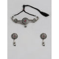Vaystra Handcrafted Rose Alloy Necklace &amp; Earings Set - Silver, Edition