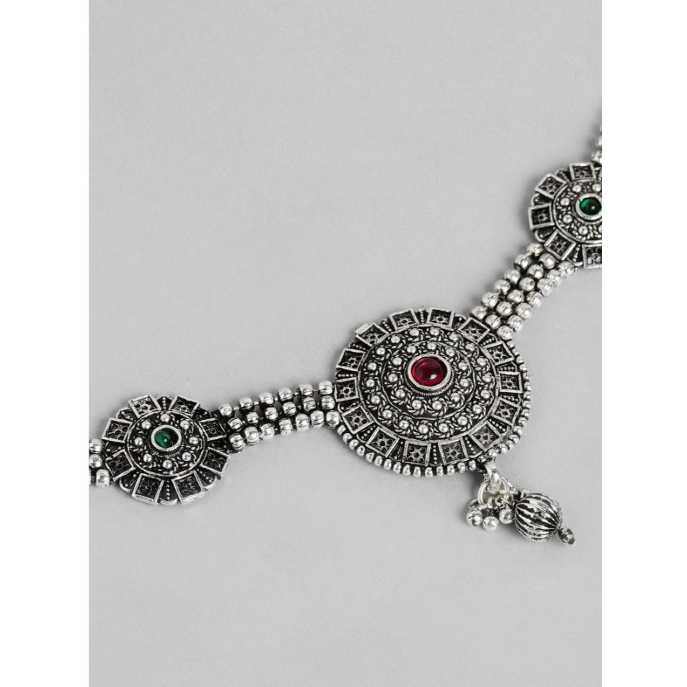 Vaystra Handcrafted Rose Alloy Necklace &amp; Earings Set - Silver, Edition