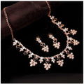 Vaystra Gold Plated Rose Brass Necklace &amp; Earings Set in Gold,