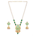 Vaystra Rose Alloy Necklace &amp; Earings Set - Green,