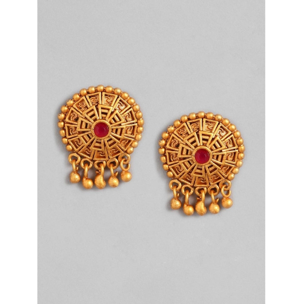 Vaystra Gold Plated Rose Alloy Necklace &amp; Earings Set in Multicolor,