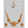 Vaystra Gold Plated Rose Alloy Necklace &amp; Earings Set in Multicolor,