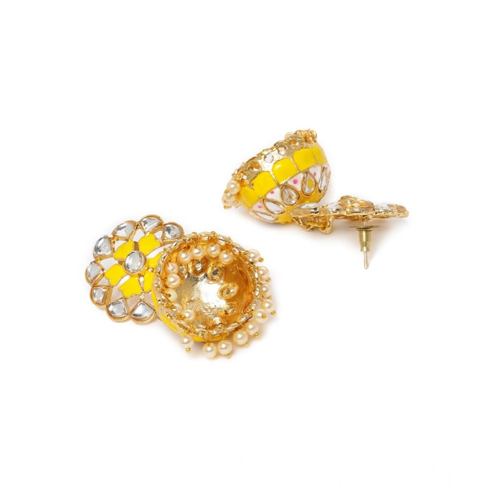 Vaystra Handcrafted Rose Alloy Earrings - Yellow, Edition