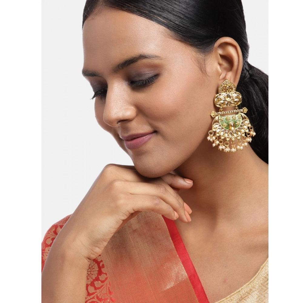 Vaystra Gold Plated Rose Alloy Earrings in Gold,