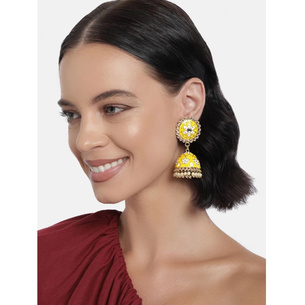 Vaystra Handcrafted Rose Alloy Earrings - Yellow, Edition