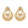 Vaystra Gold Plated Rose Alloy Kundan Earrings &amp; Mangtikka in White &amp; Gold,