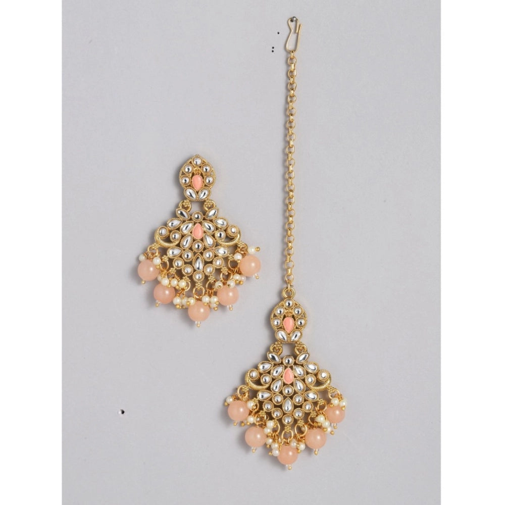 Vaystra Handcrafted Rose Alloy Necklace &amp; Earings Set - Pink, Edition