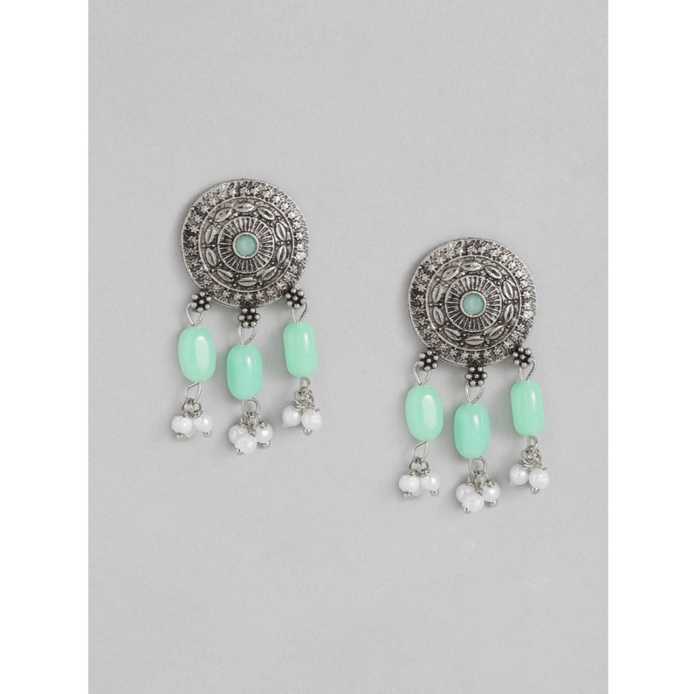 Vaystra Rose Alloy Necklace &amp; Earings Set - Light Green,