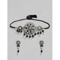 Vaystra Rose Alloy Necklace &amp; Earings Set - Black,