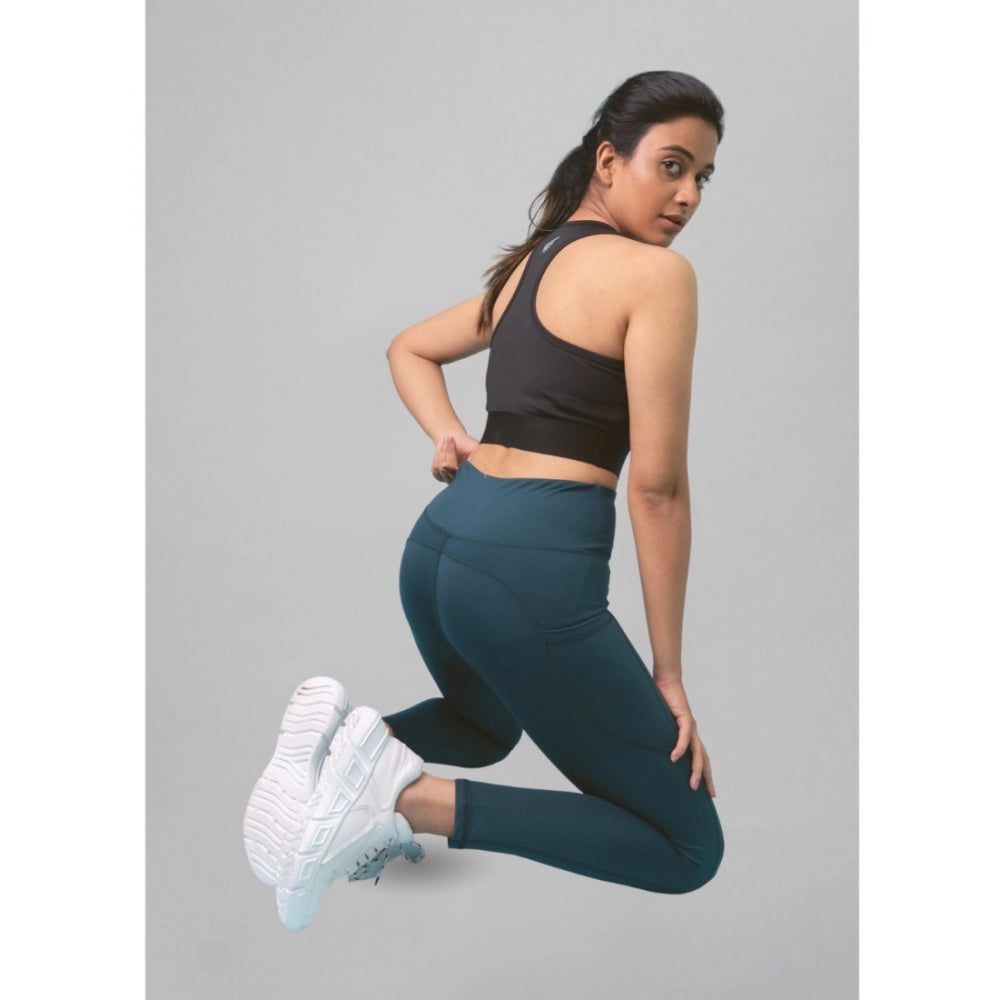 Vaystra Polyster Solid Sport Leggings – Blue