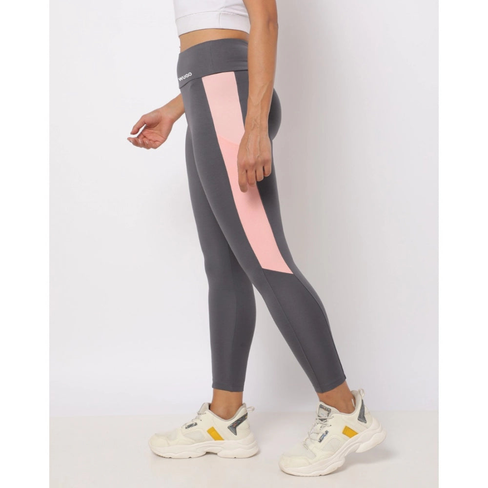 Vaystra Polyster Solid Sport Leggings – Grey