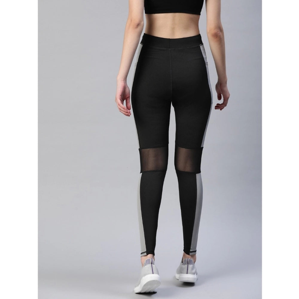 Vaystra Polyster Solid Sport Leggings – Black & Grey