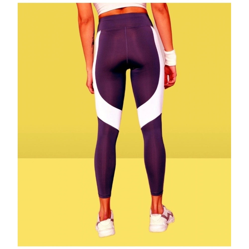Vaystra Polyster Solid Sport Leggings – Purple