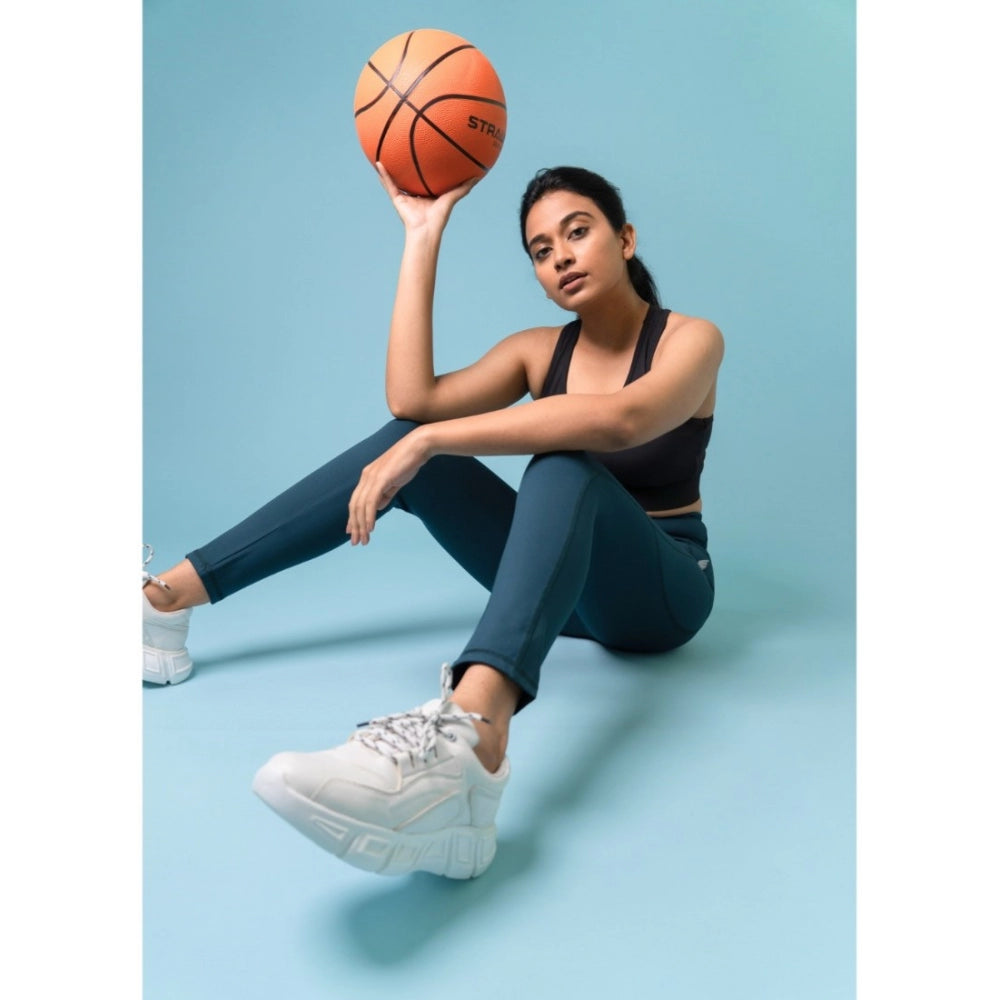 Vaystra Polyster Solid Sport Leggings – Blue