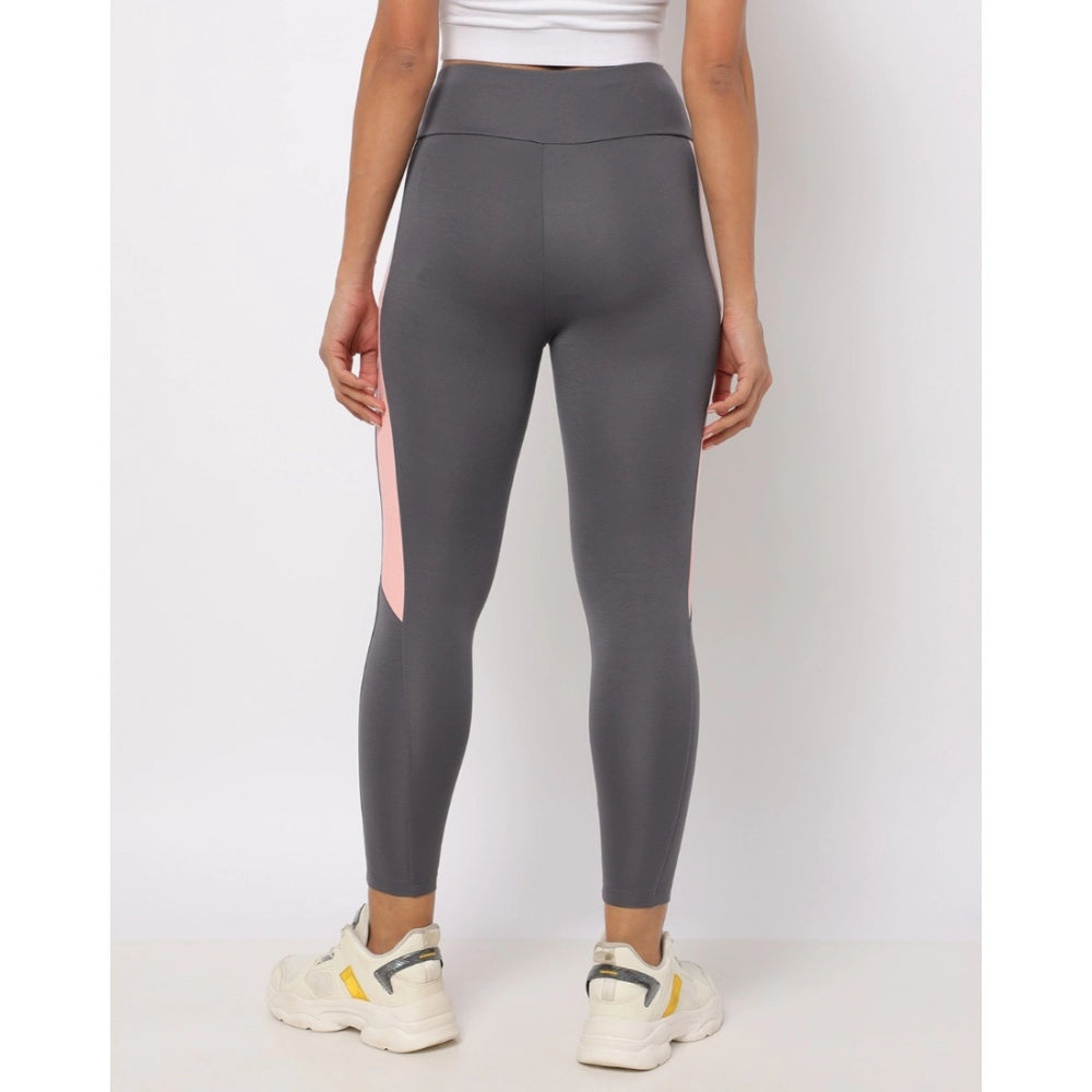 Vaystra Polyster Solid Sport Leggings – Grey