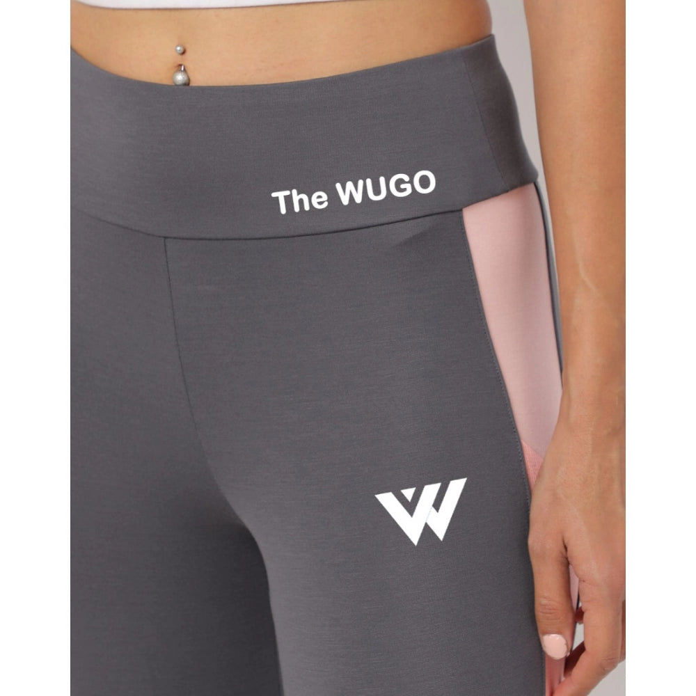 Vaystra Polyster Solid Sport Leggings – Grey