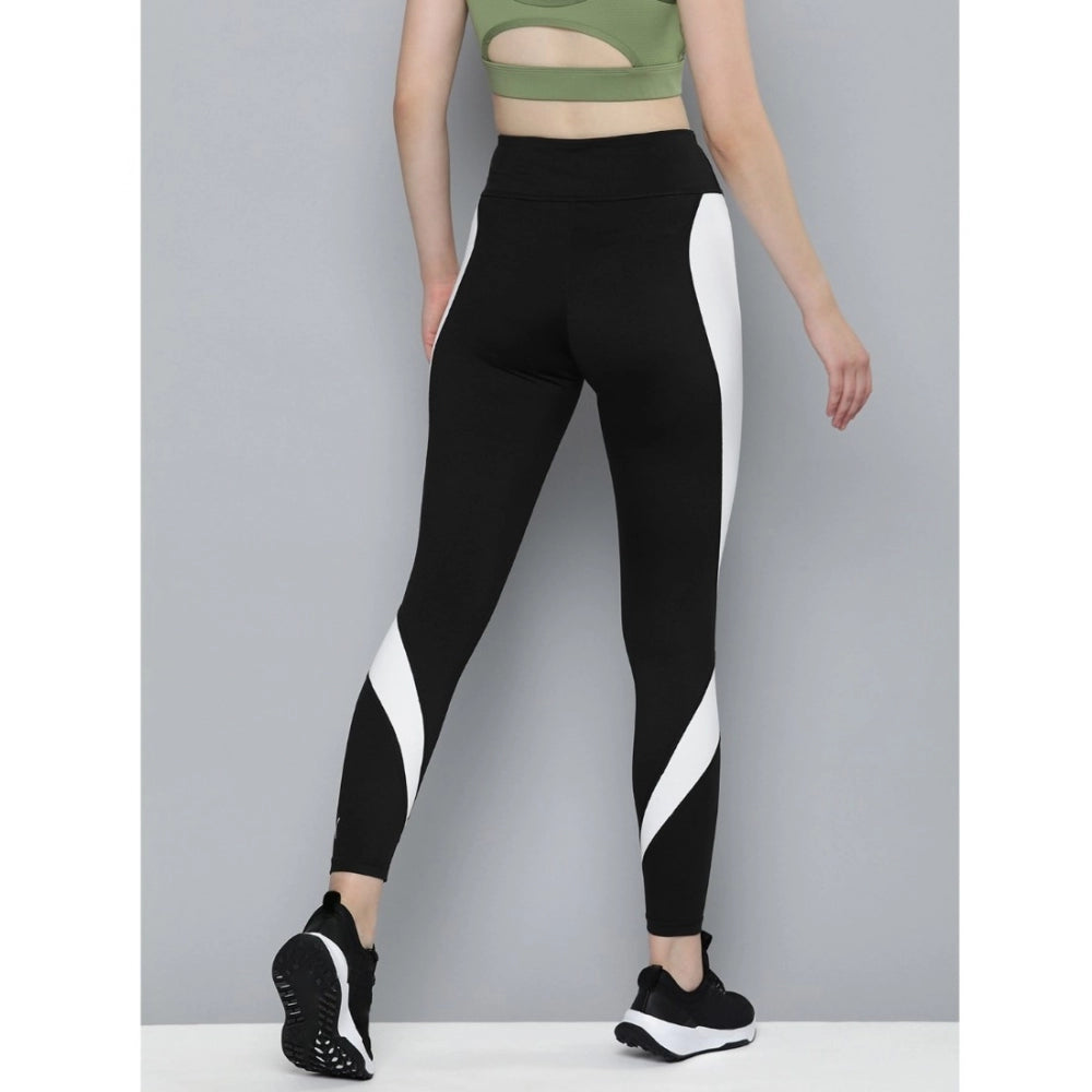 Vaystra Polyster Solid Sport Leggings – Black & White