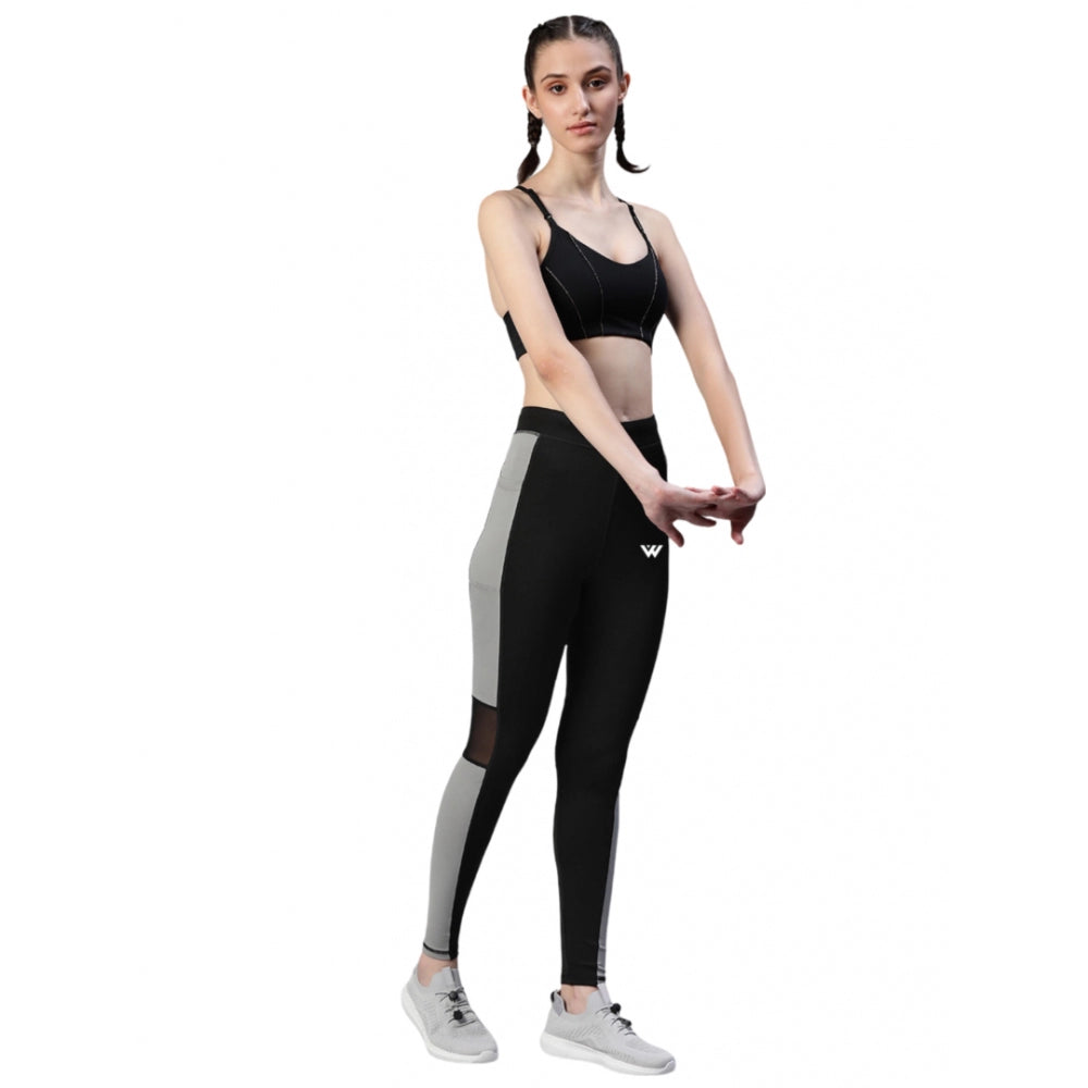 Vaystra Polyster Solid Sport Leggings – Black & Grey