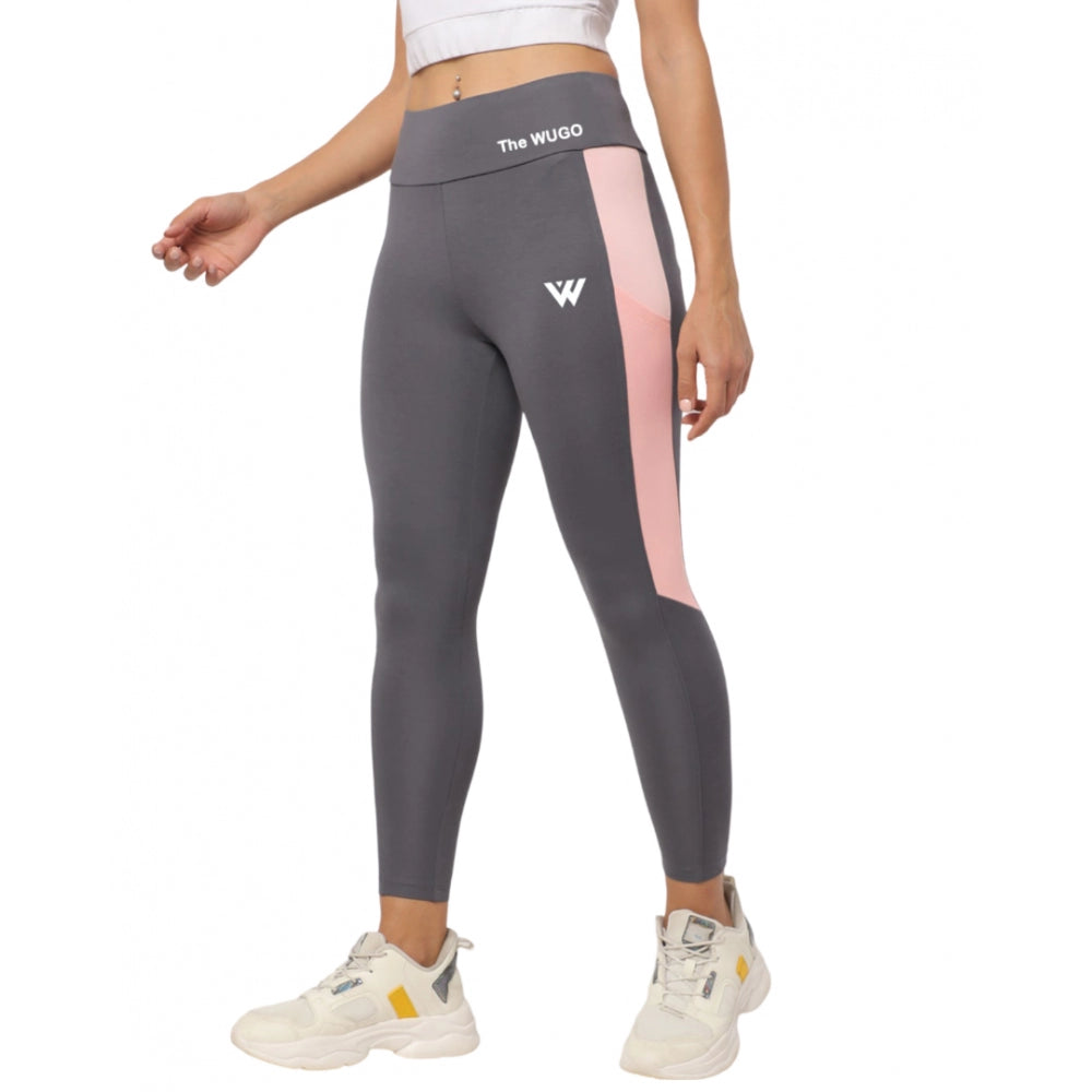Vaystra Polyster Solid Sport Leggings – Grey