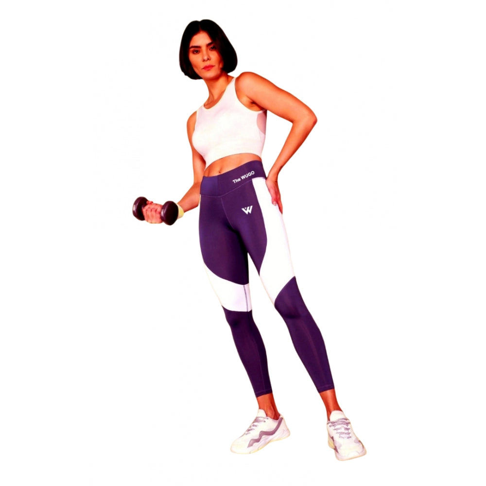 Vaystra Polyster Solid Sport Leggings – Purple