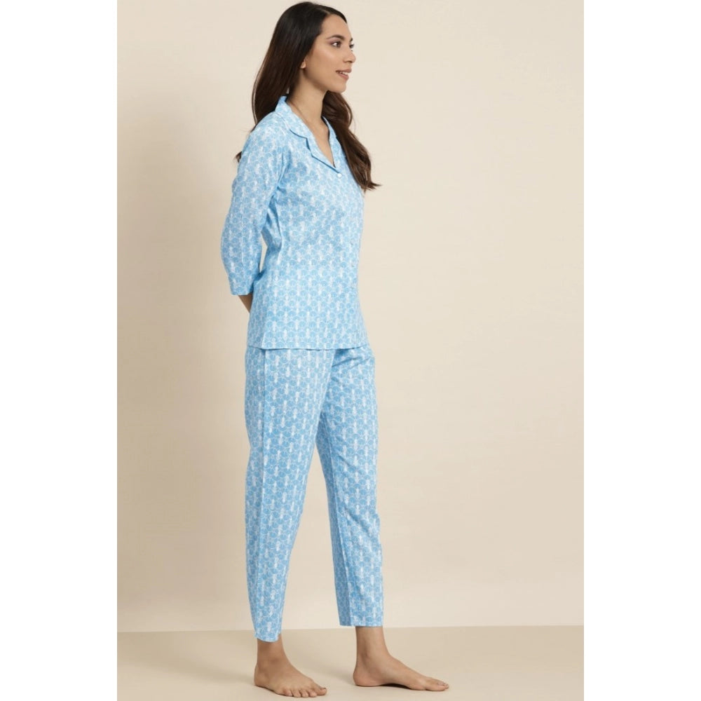Vaystra Casual 3/4 th Sleeve Floral Printed Rayon Shirt With Pyjama Pant Night Suit...