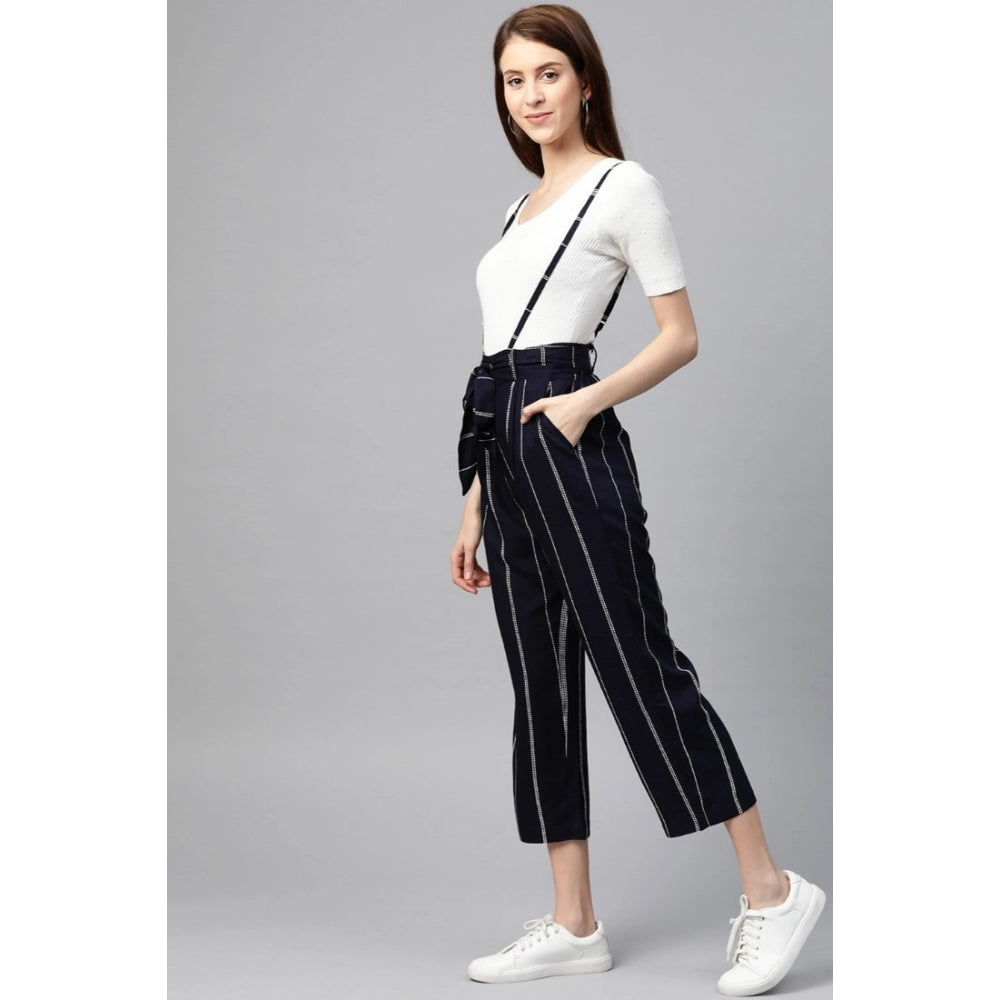 Vaystra Casual Short Sleeve Striped Rayon Dungaree – Blue