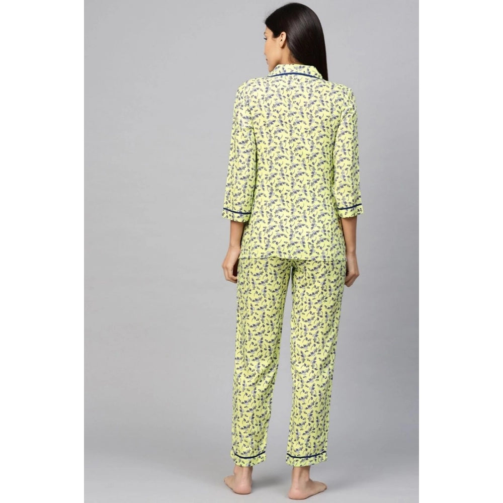 Vaystra Casual 3/4 Sleeve Floral Printed Rayon Shirt With Pyjama Pant Night Suit Set –...
