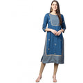 Vaystra Casual 3/4 th Sleeve Floral Printed Rayon Kurti – Blue