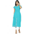 Vaystra Casual Short Sleeve Embroidery Cotton Slub Kurti – Torque Green