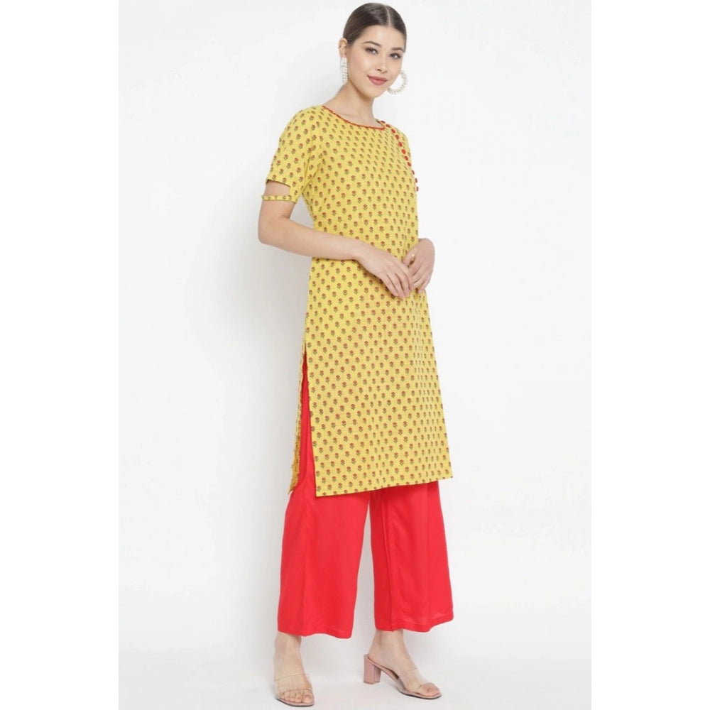 Vaystra Casual Short Sleeves Floral Printed Cotton &amp; Rayon Kurti Palazzo Set –...