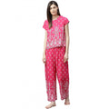 Vaystra Casual Short Sleeve Printed Rayon Pajama Set – Pink