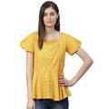 Vaystra Casual Short Sleeves Stripe Printed Rayon Top – Mustard