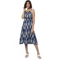 Vaystra Casual Sleeveless Ikat Print Rayon Dress – Blue