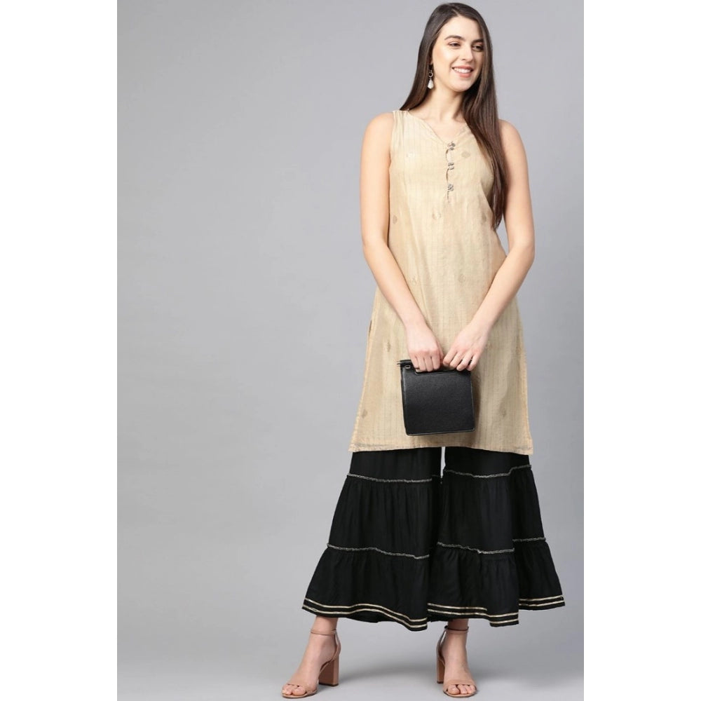 Vaystra Casual Solid Rayon Sharara – Black