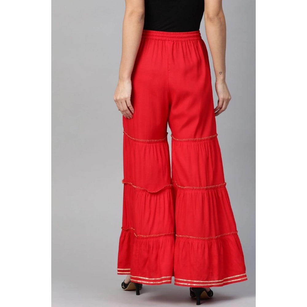 Vaystra Casual Solid Rayon Sharara – Red