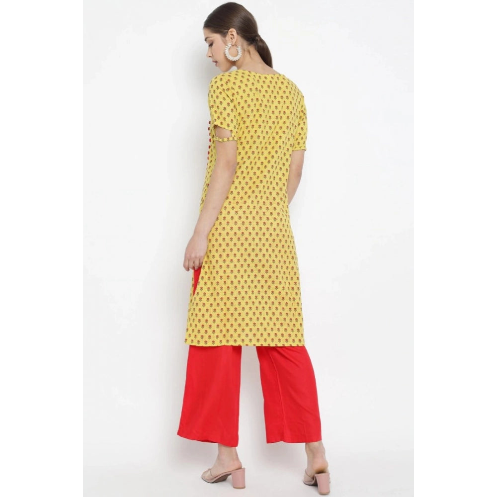 Vaystra Casual Short Sleeves Floral Printed Cotton &amp; Rayon Kurti Palazzo Set –...