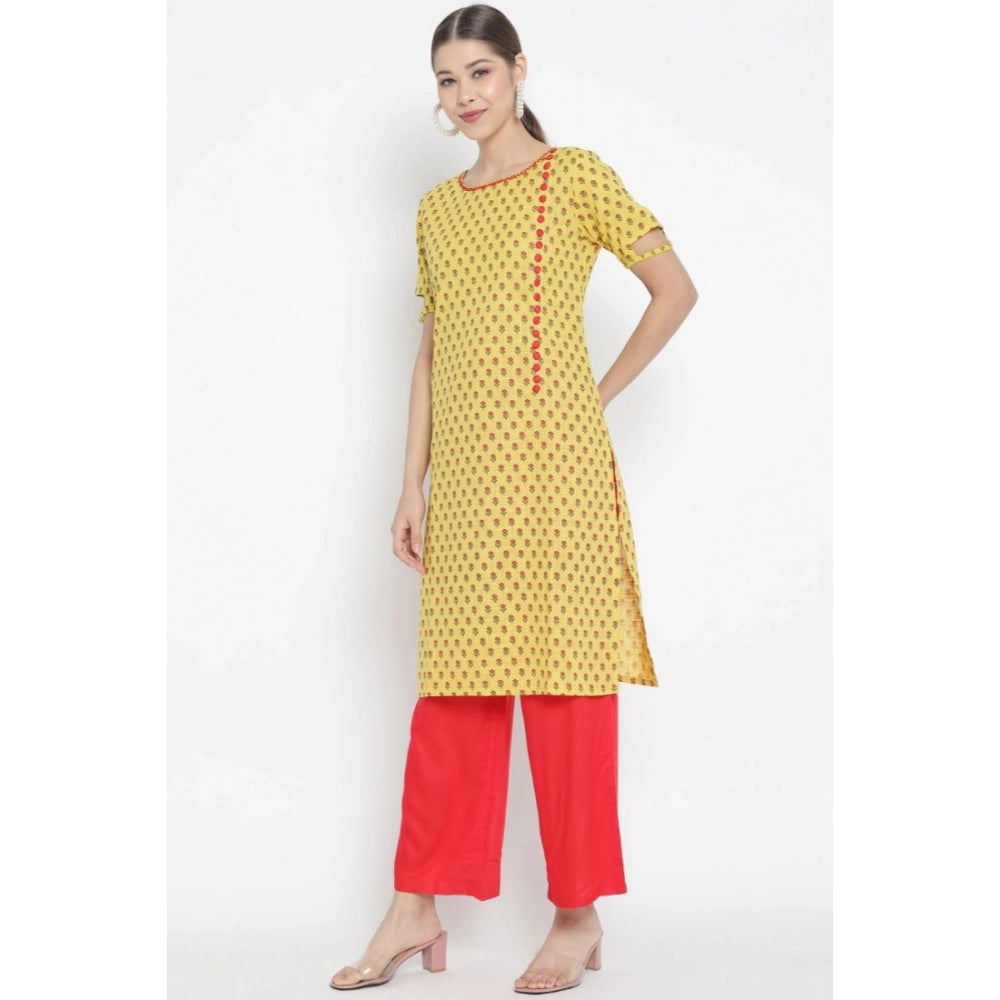 Vaystra Casual Short Sleeves Floral Printed Cotton &amp; Rayon Kurti Palazzo Set –...