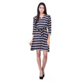 Vaystra Cotton Blend Solid 3-4 Sleeve Dress – Blue