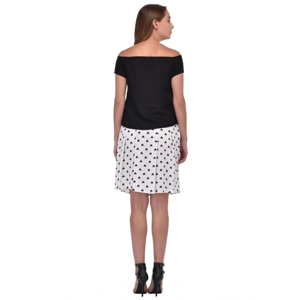 Vaystra Cotton Blend Solid Short Sleeves Dress – Black